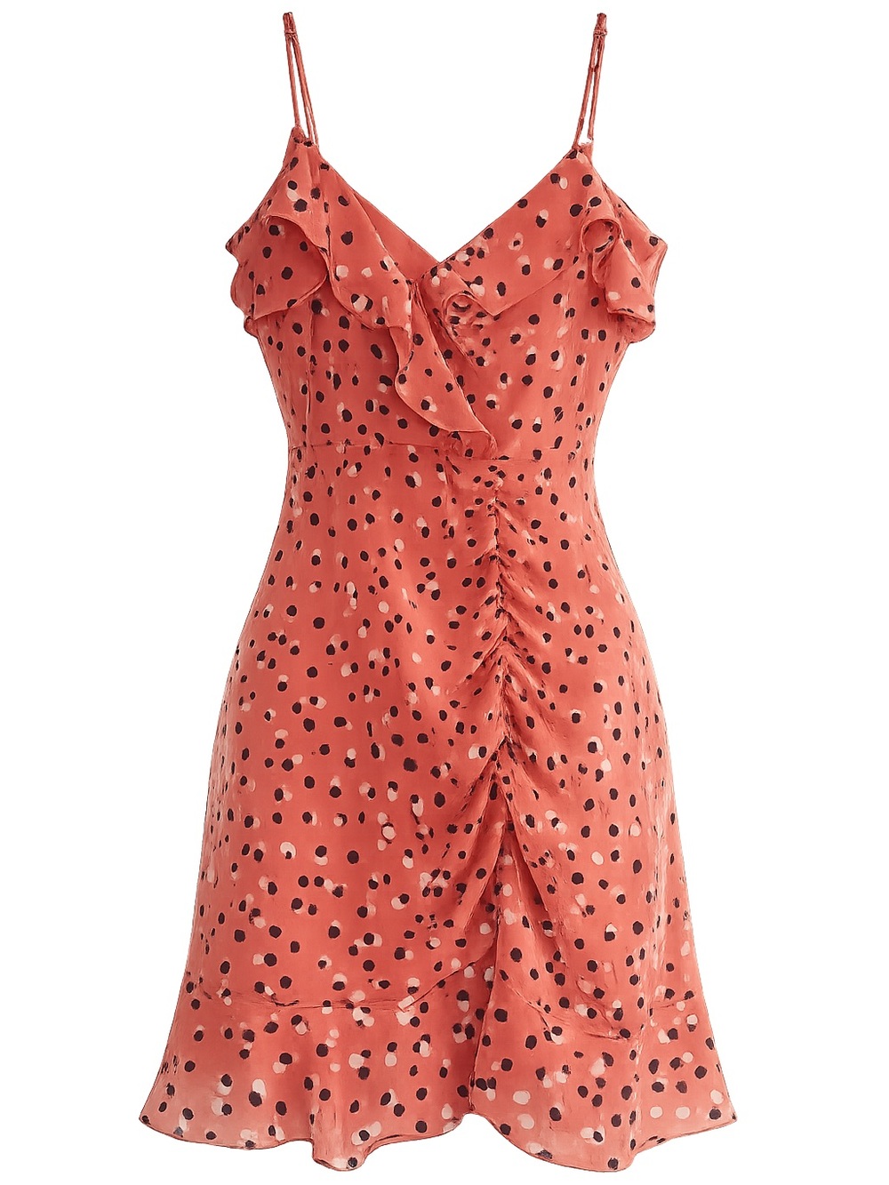 All in Favor Coral Spot Slip with Ruffle Neckline